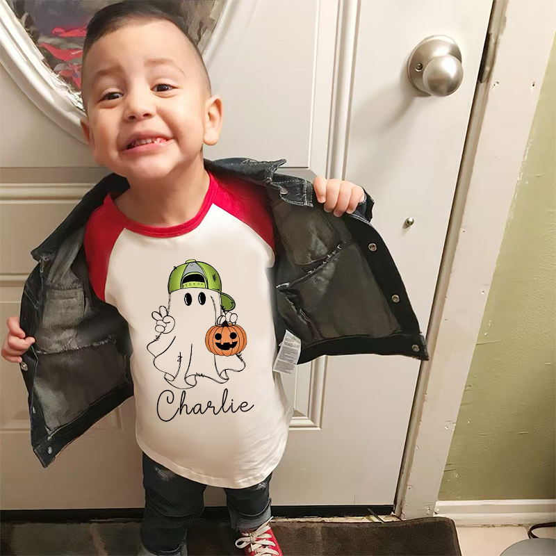 Personalized Kids Halloween Ghost Long Sleeves Shirt| Cloth12449