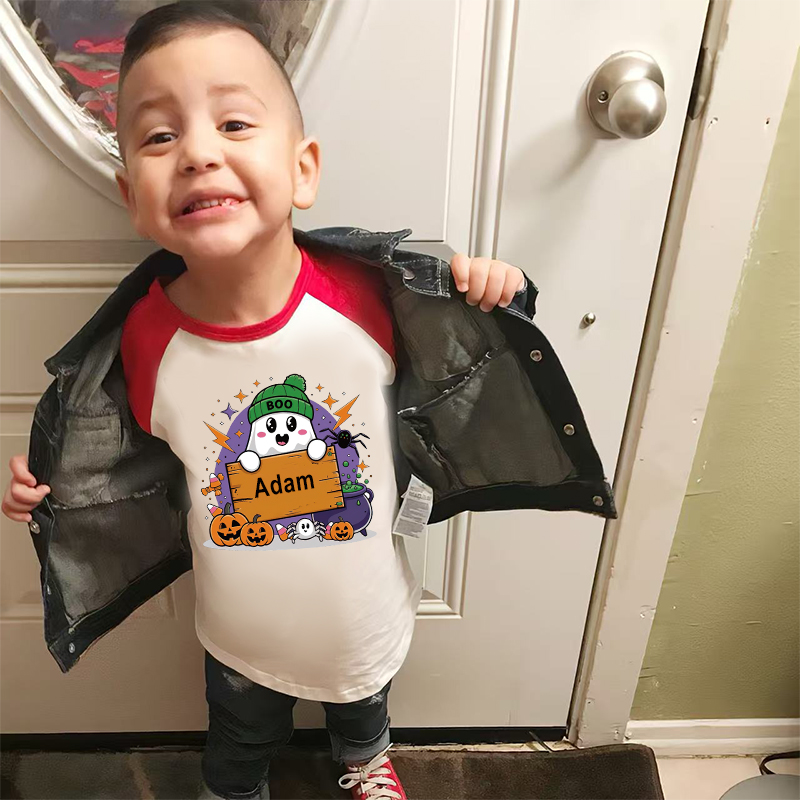 Personalized Kids Halloween Ghost Long Sleeves Shirt| Cloth12450
