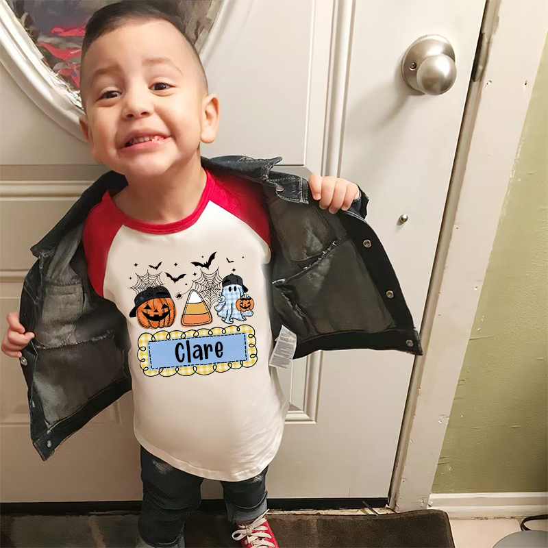 Personalized Kids Halloween  Ghost Pumpkin Long Sleeves Shirt| Cloth12451