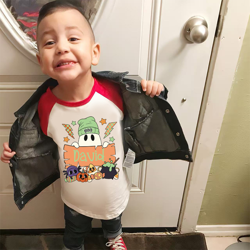 Personalized Kids Halloween Ghost Long Sleeves Shirt| Cloth12454