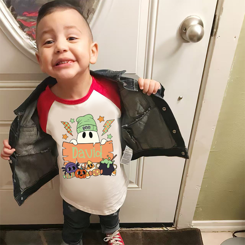 Personalized Kids Halloween Ghost Long Sleeves Shirt| Cloth12454