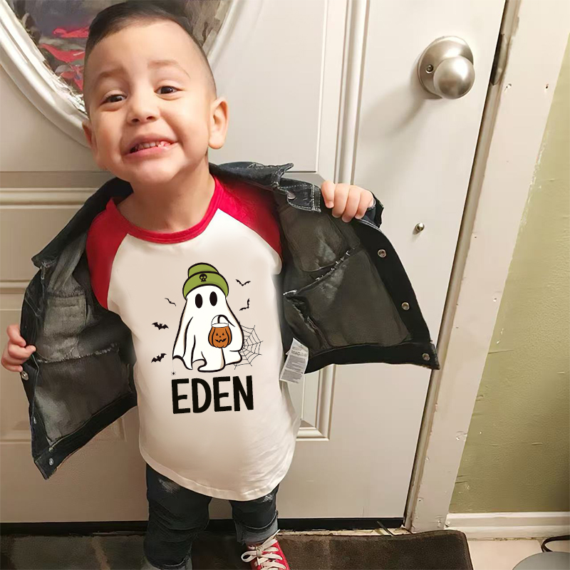 Personalized Kids Halloween Ghost Long Sleeves Shirt| Cloth12455