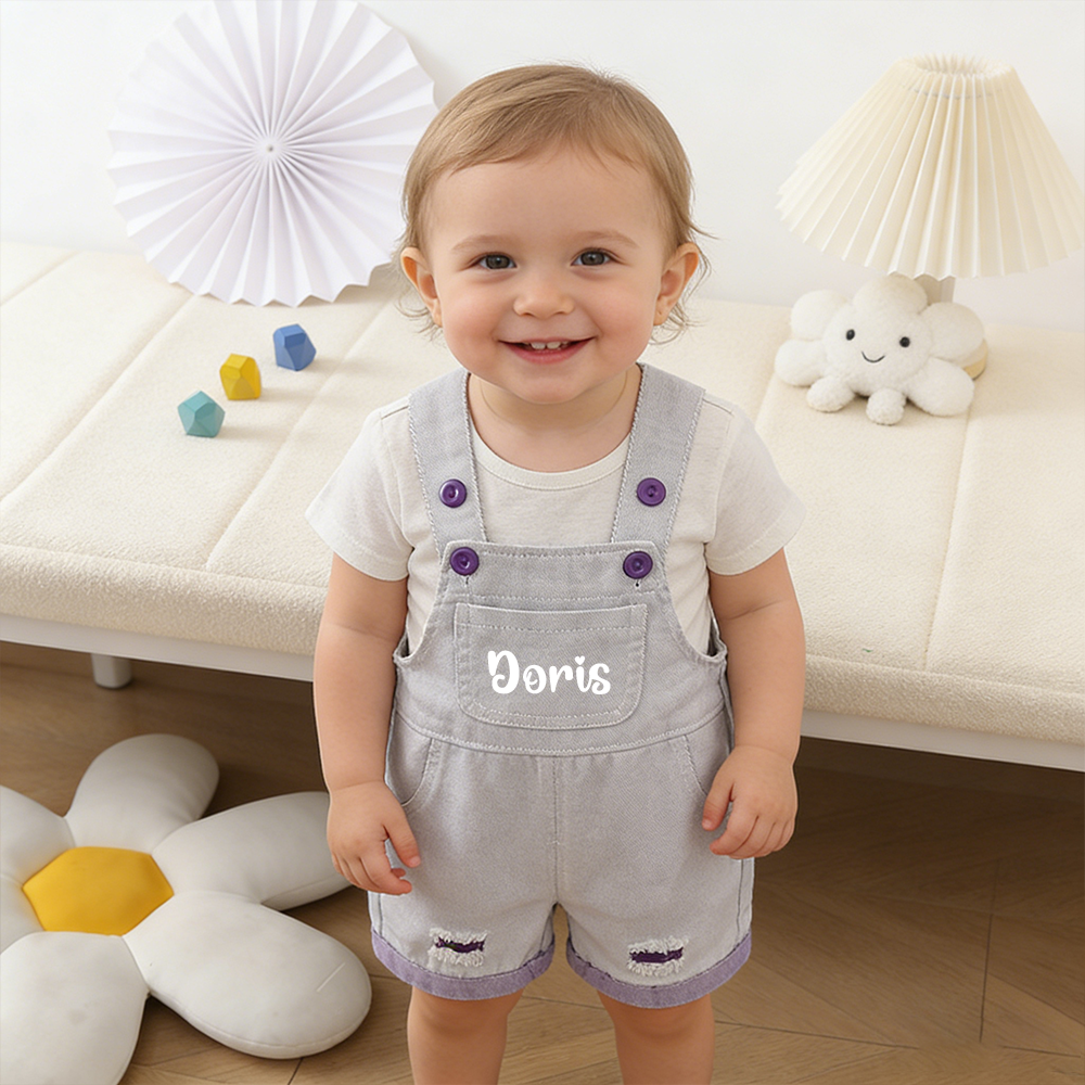 Personalized Kids Color Denim Overalls| Pants53