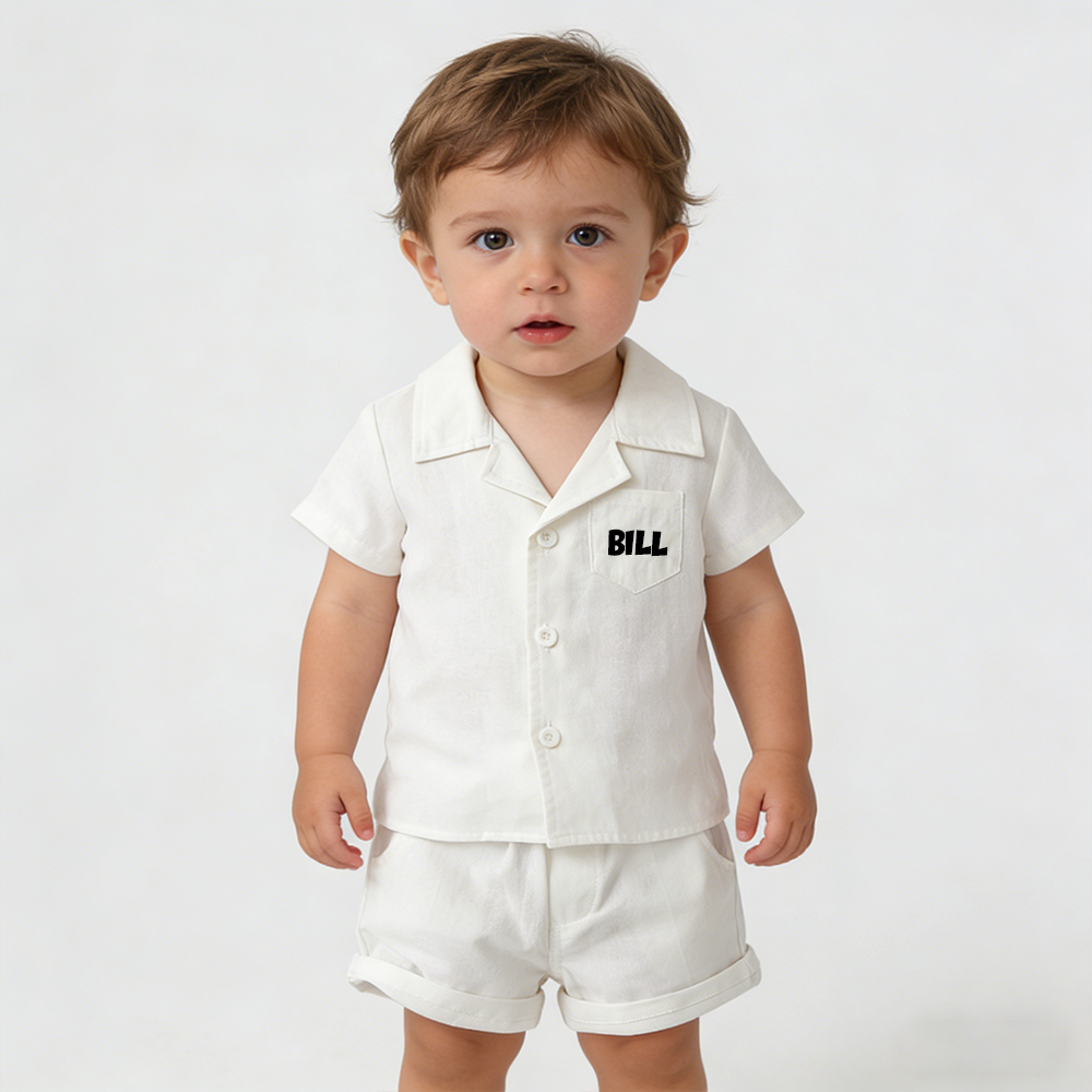Personalized Boy Summer Casual Linen Short Set| Cloth269
