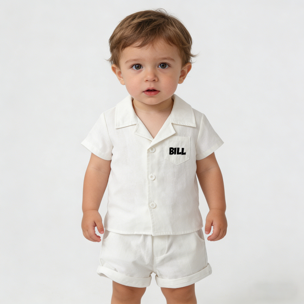 Personalized Boy Summer Casual Linen Short Set| Cloth269
