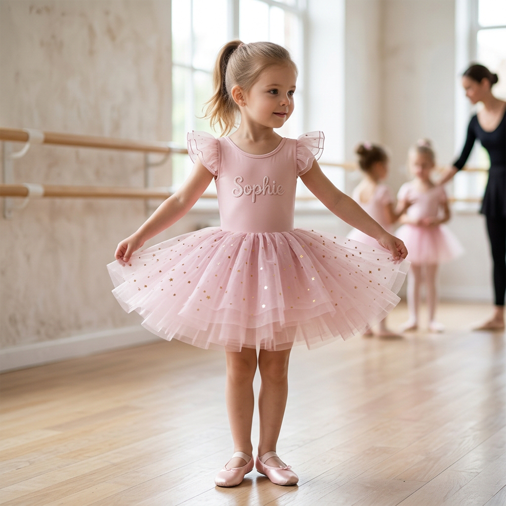 Personalized Hand Embroidered Girl Ballet Dance Tutu Dress| Dress106