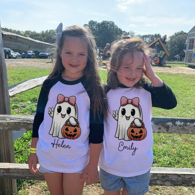 Personalized Kids Halloween Ghost Pumpkin Long Sleeves Shirt| Cloth12453