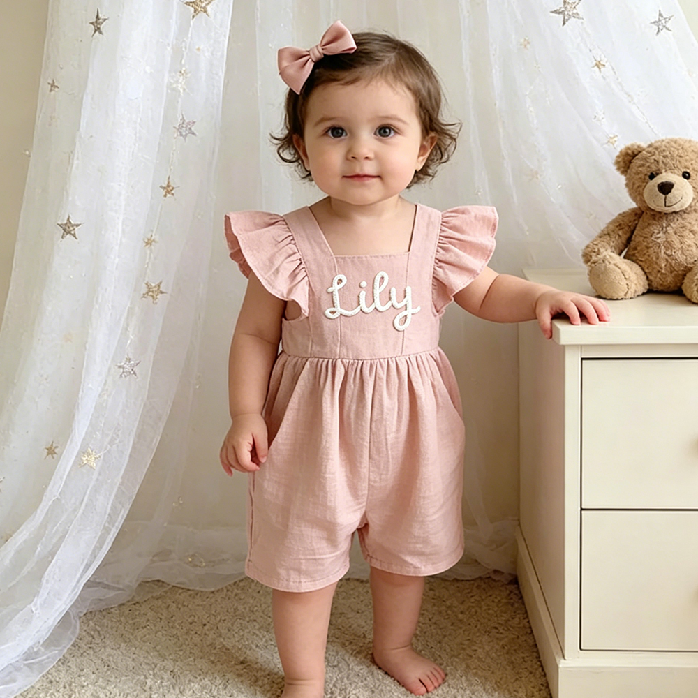 Personalized Baby Girl Hand Knitted Bubble Romper| BBcloth136