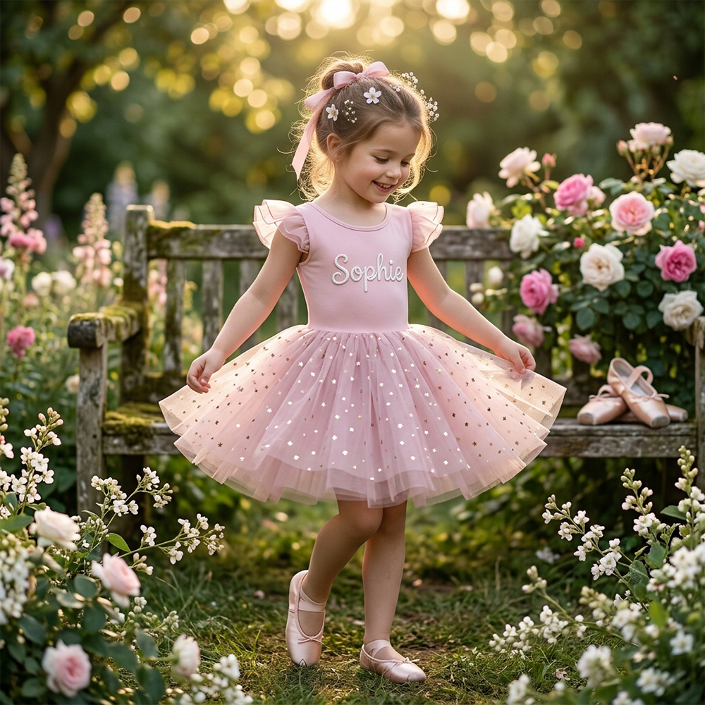 Personalized Hand Embroidered Girl Ballet Dance Tutu Dress| Dress106
