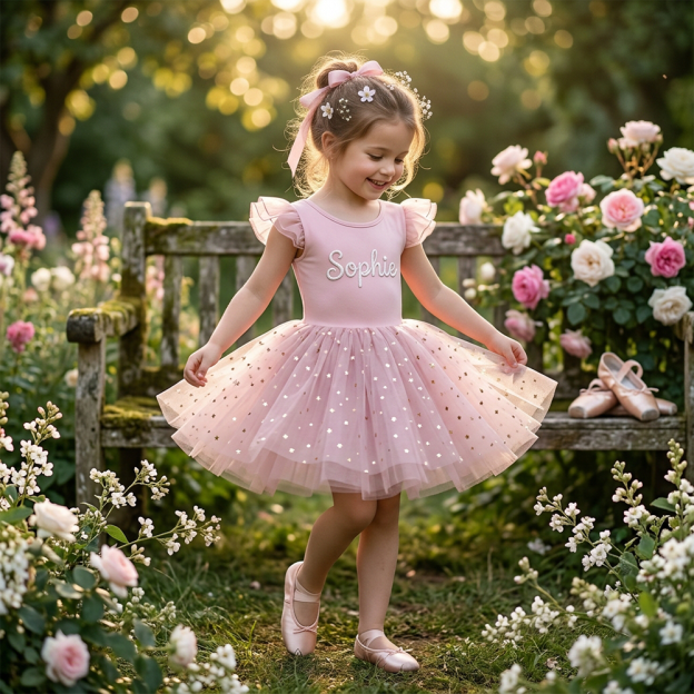Personalized Hand Embroidered Girl Ballet Dance Tutu Dress| Dress106