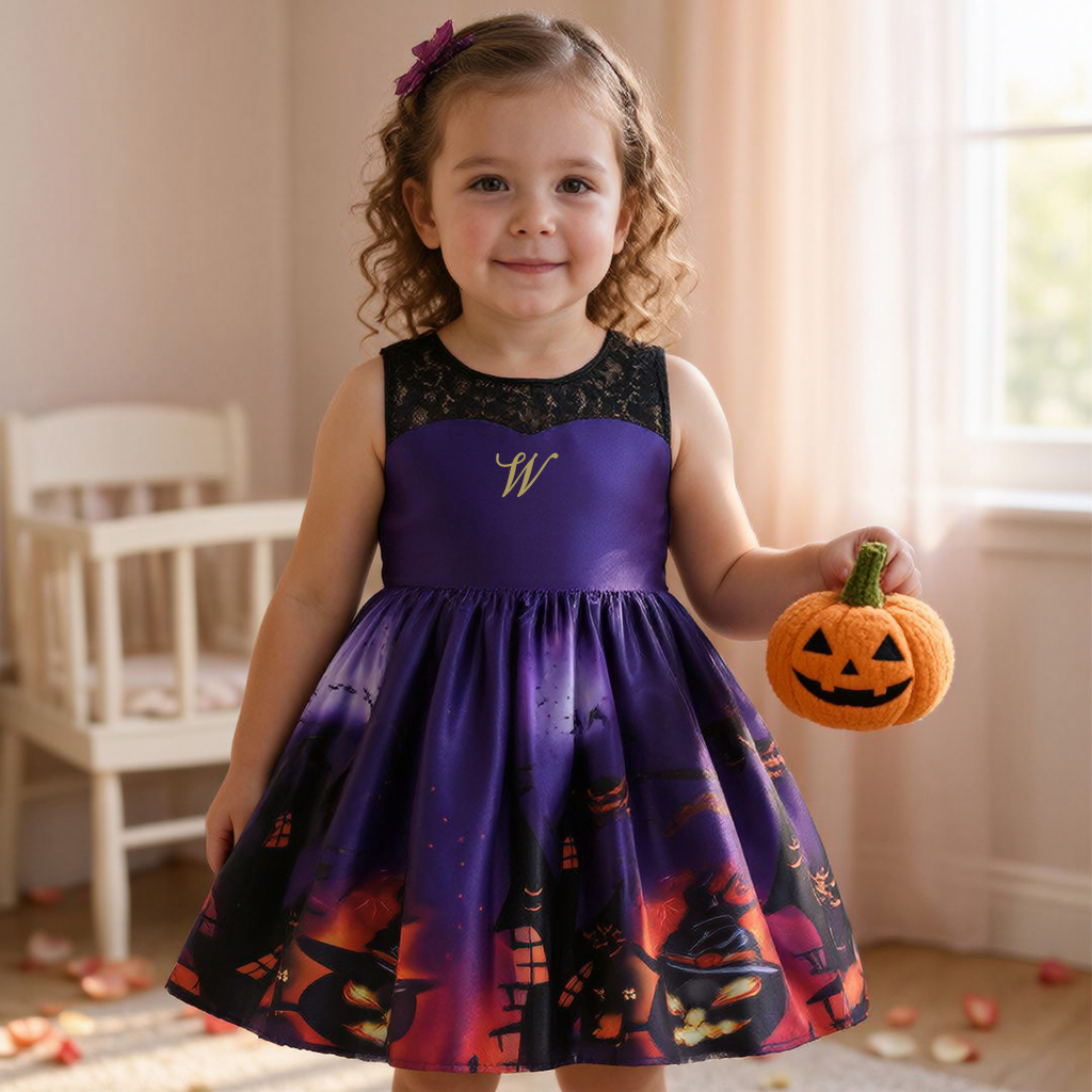 Personalized Girl Halloween Witch Costume Party Dress| YESHalloween16