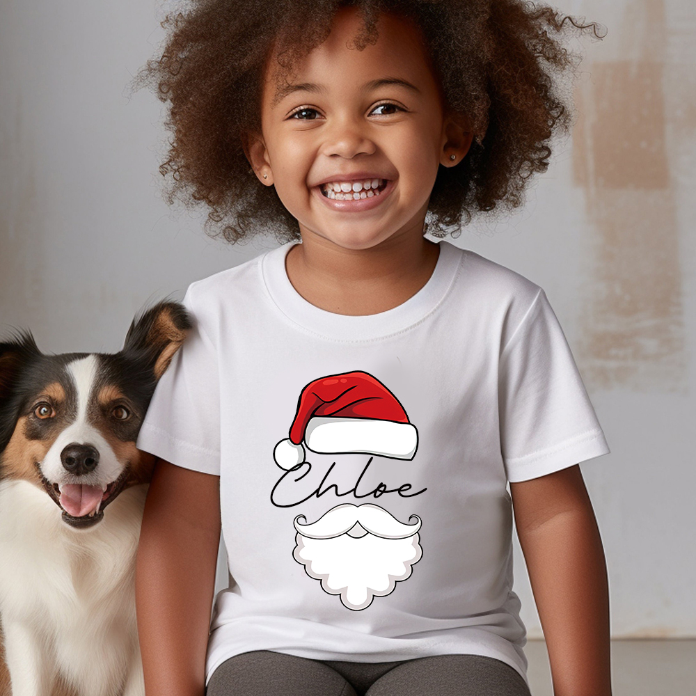 Personalized Family Christmas Santa's Hat Name T-Shirt| Match0425