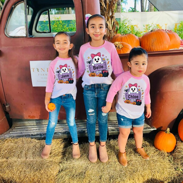 Personalized Kids Halloween Ghost Long Sleeves Shirt| Cloth12450