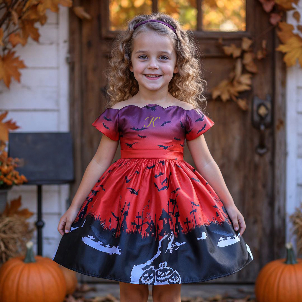 Personalized Girl Halloween Witch Costume Party Dress| YESHalloween16