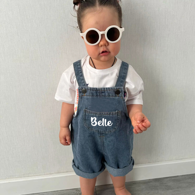 Personalized Kids Denim Overalls| Pants05