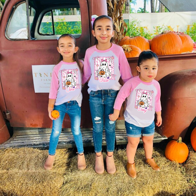 Personalized Kids Halloween Ghost Pumpkin Long Sleeves Shirt| Cloth12447