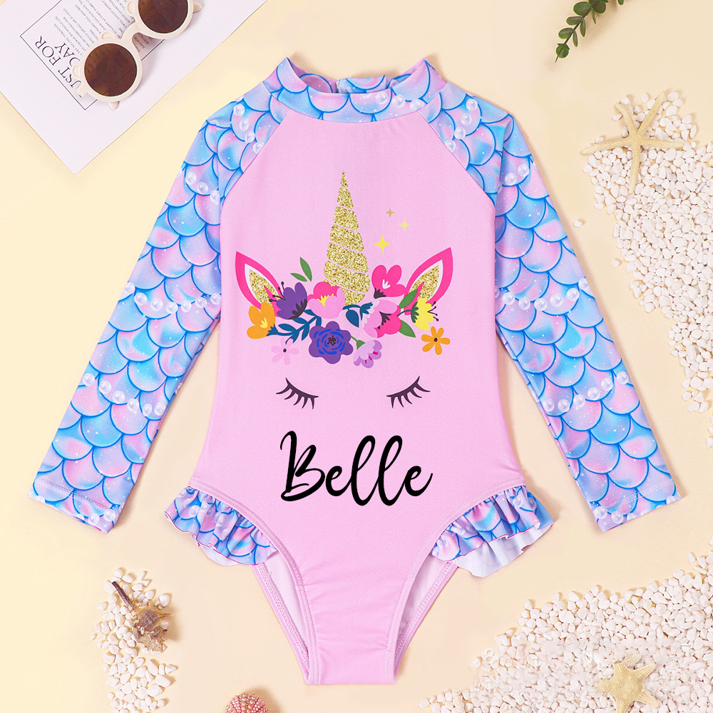 Personalized Girl Unicorn Sun Protection Swimsuit| Swimsuit05