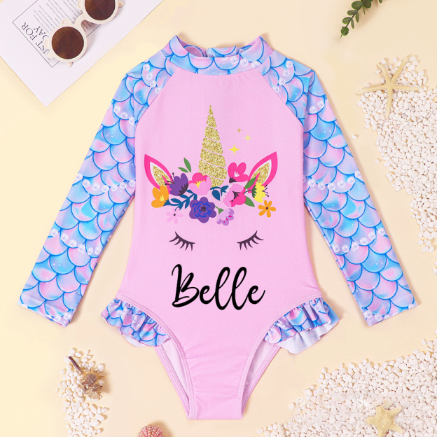 Personalized Girl Unicorn Sun Protection Swimsuit| Swimsuit05
