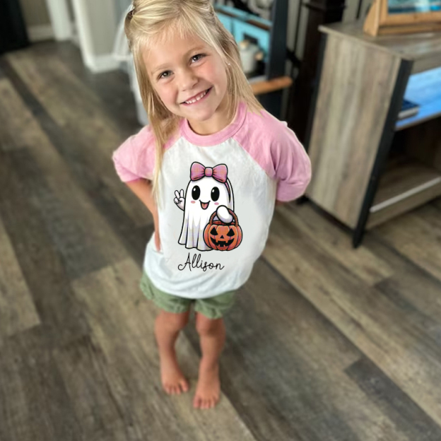 Personalized Kids Halloween Ghost Pumpkin Long Sleeves Shirt| Cloth12453