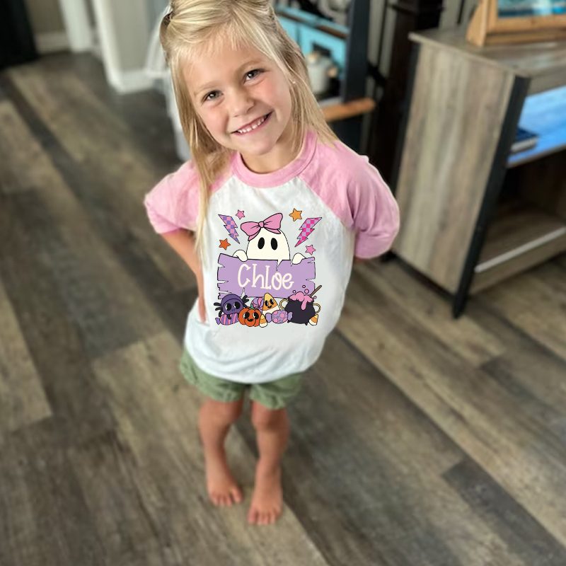 Personalized Kids Halloween Ghost Long Sleeves Shirt| Cloth12454