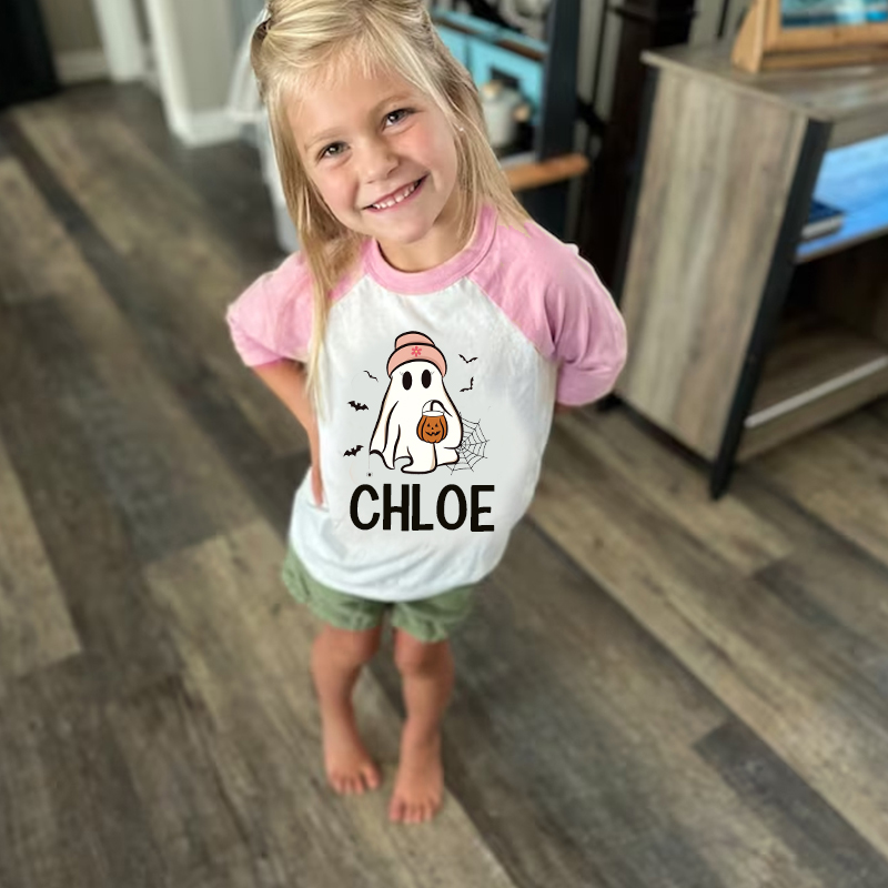 Personalized Kids Halloween Ghost Long Sleeves Shirt| Cloth12455