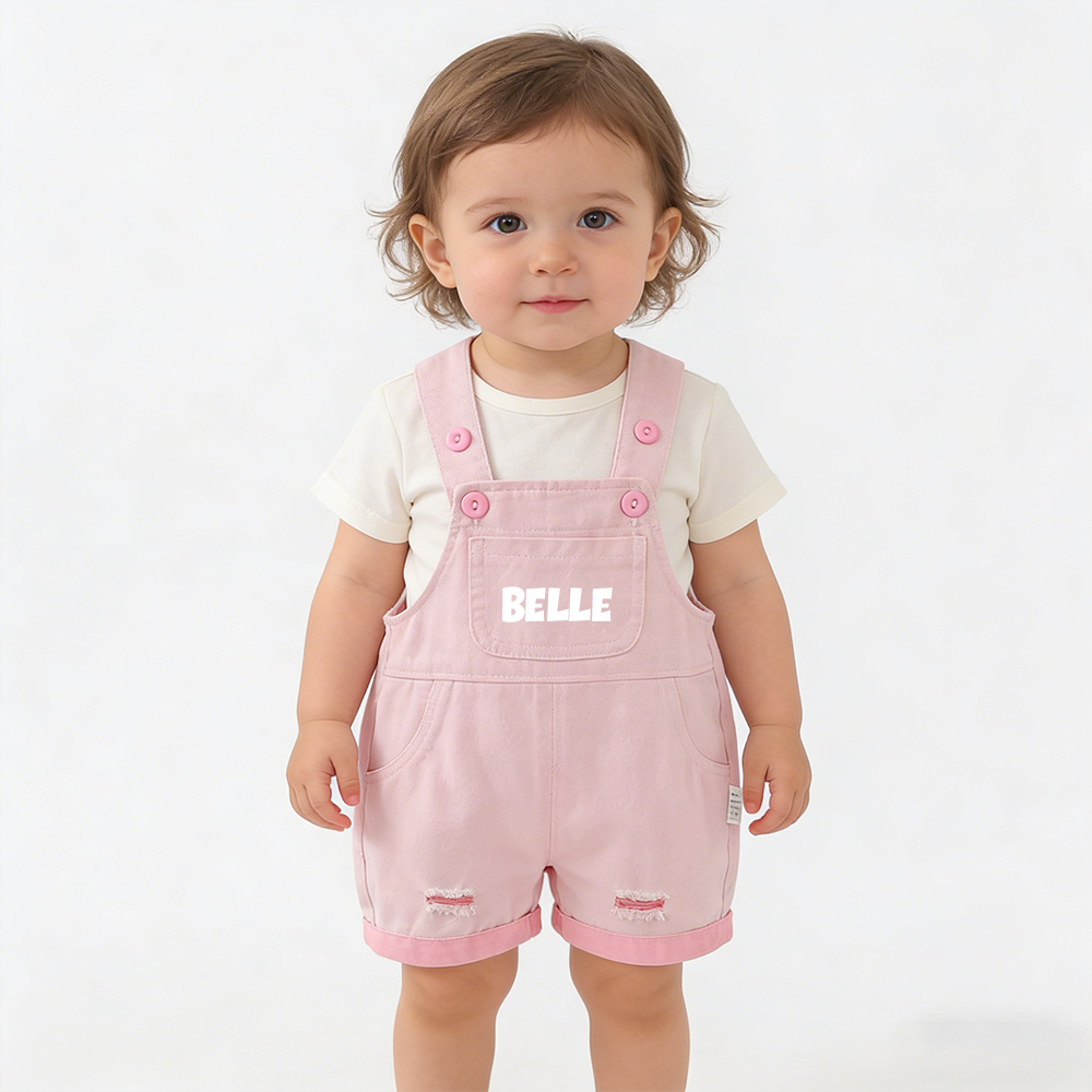 Personalized Kids Color Denim Overalls| Pants53