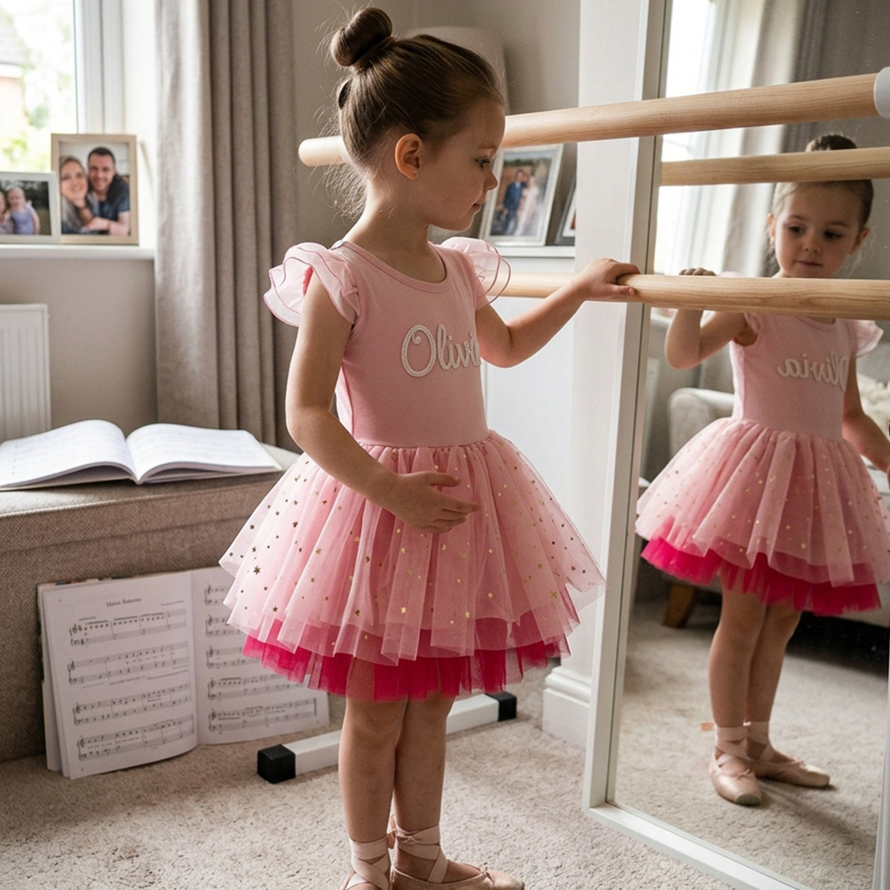 Personalized Hand Embroidered Girl Ballet Dance Tutu Dress| Dress106