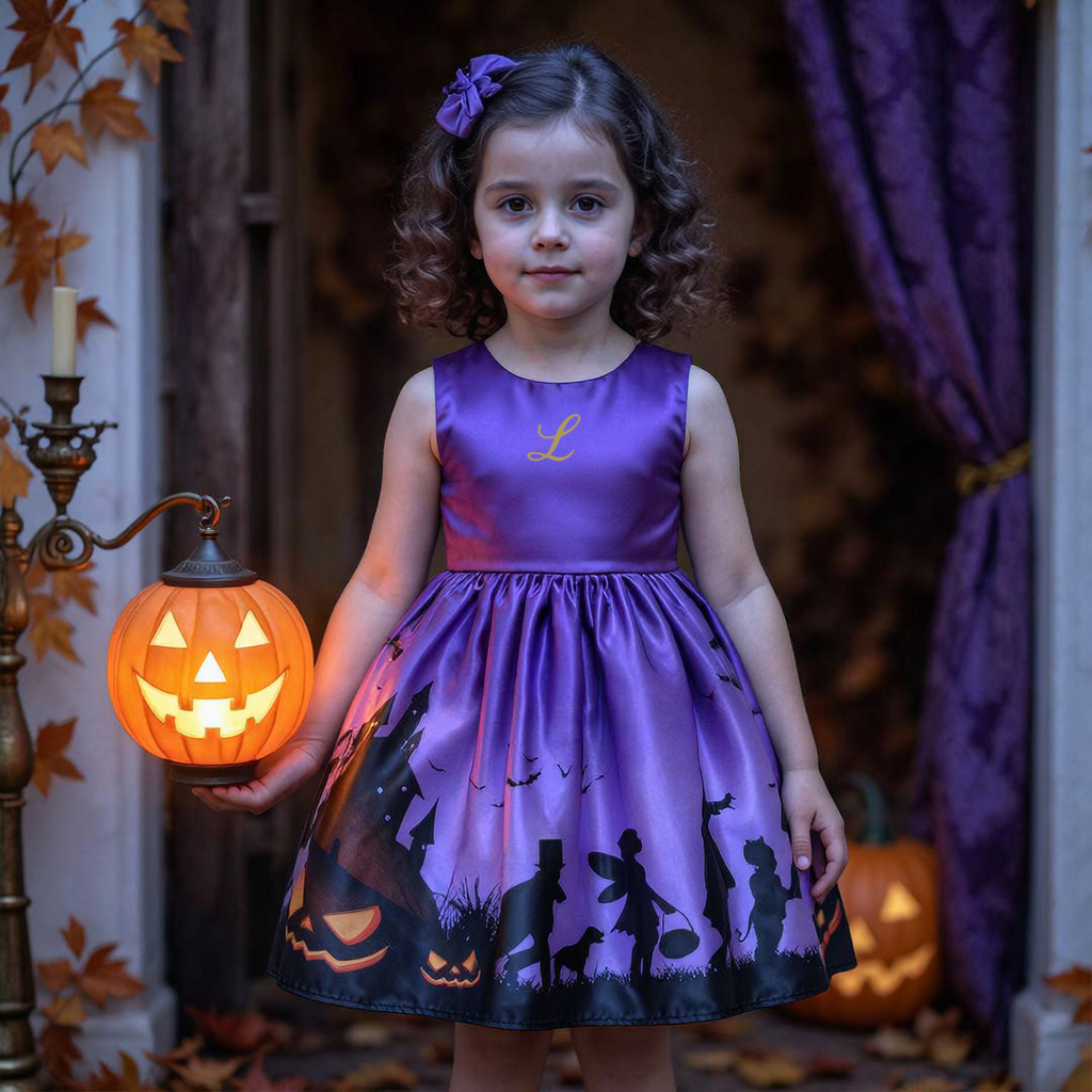 Personalized Girl Halloween Witch Costume Party Dress| YESHalloween16