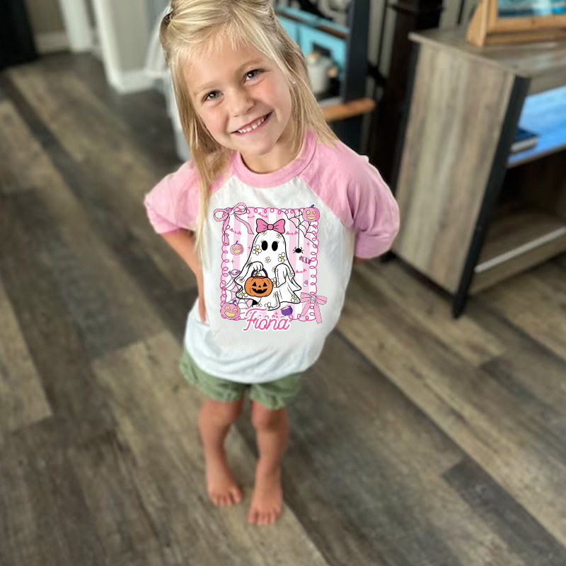 Personalized Kids Halloween Ghost Pumpkin Long Sleeves Shirt| Cloth12447