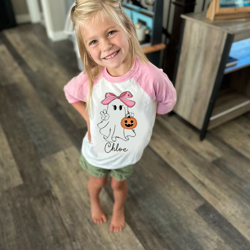 Personalized Kids Halloween Ghost Long Sleeves Shirt| Cloth12449