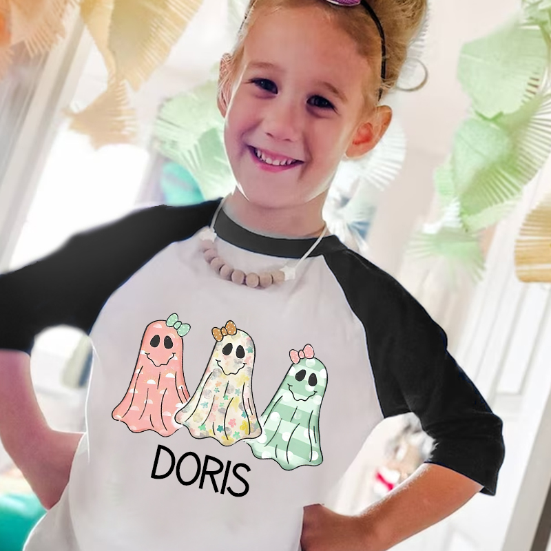 Personalized Girls Halloween With Ghosts Long Sleeves Shirt| Cloth12401