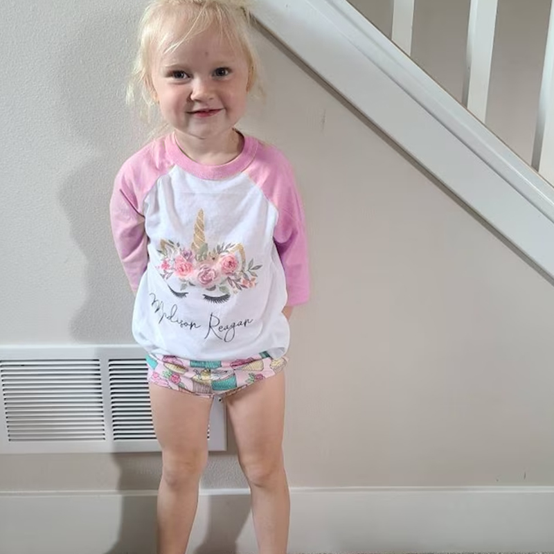 Personalized Girls Floral Unicorn Long Sleeves Shirt| Cloth110