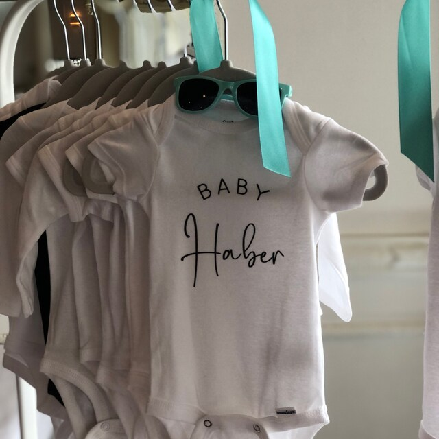 Personalized Pink Rabbit Initial Baby Onesie| BBCloth08