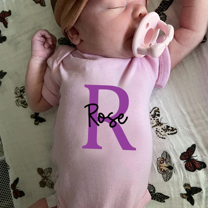 Personalized Baby Initials & Name Cozy Onesie| BBCloth26
