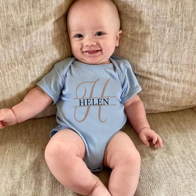 Personalized Baby Split Monogram Alphabet Onesie| BBCloth47