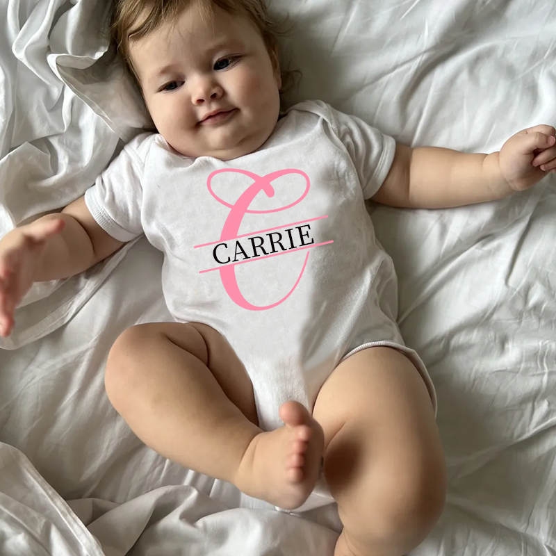 Personalized Baby Split Monogram Alphabet Onesie| BBCloth47
