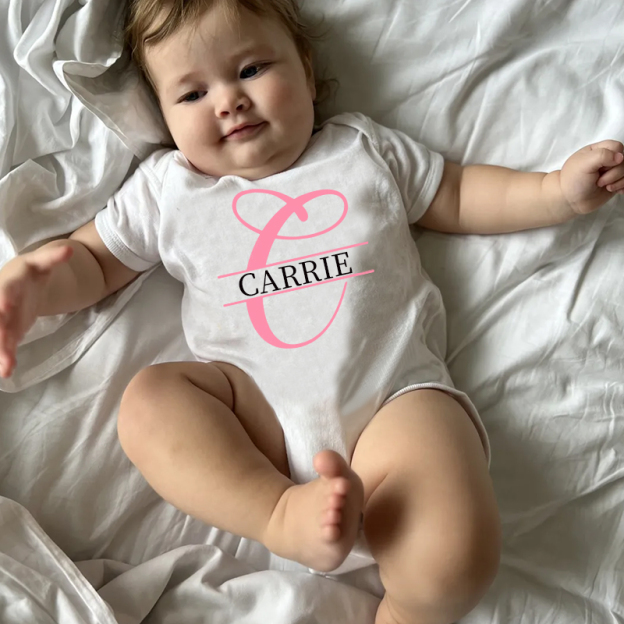 Personalized Baby Split Monogram Alphabet Onesie| BBCloth47