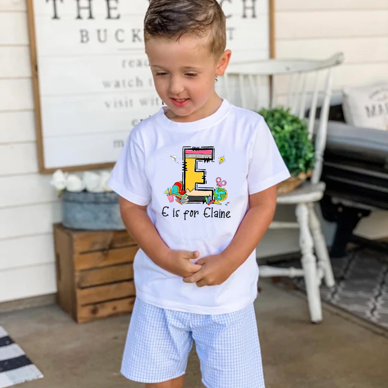 Personalized Kids Back To School Alphabet  Name T-Shirt| Cloth1408
