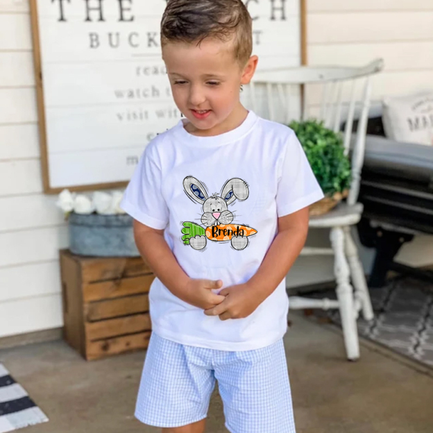 Personalized Kids Bunny Summer T-Shirt| Cloth134