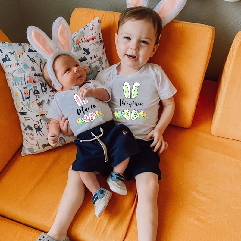 Personalized Kids Bunny Summer T-Shirt| Cloth133