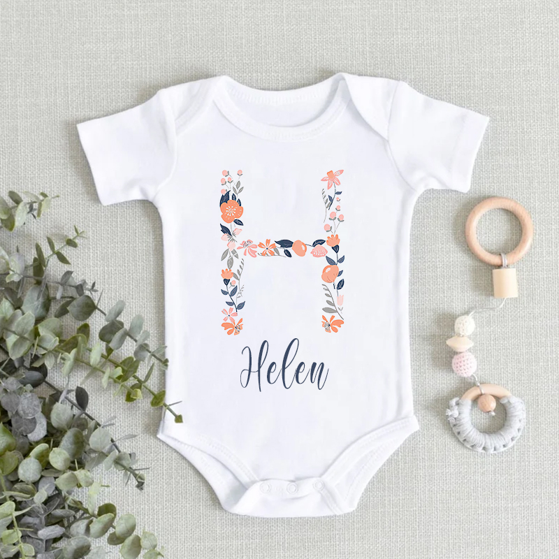 Personalized Baby Girl Floral Cozy Onesie| BBCloth45