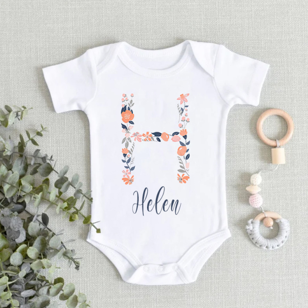 Personalized Baby Girl Floral Cozy Onesie| BBCloth45