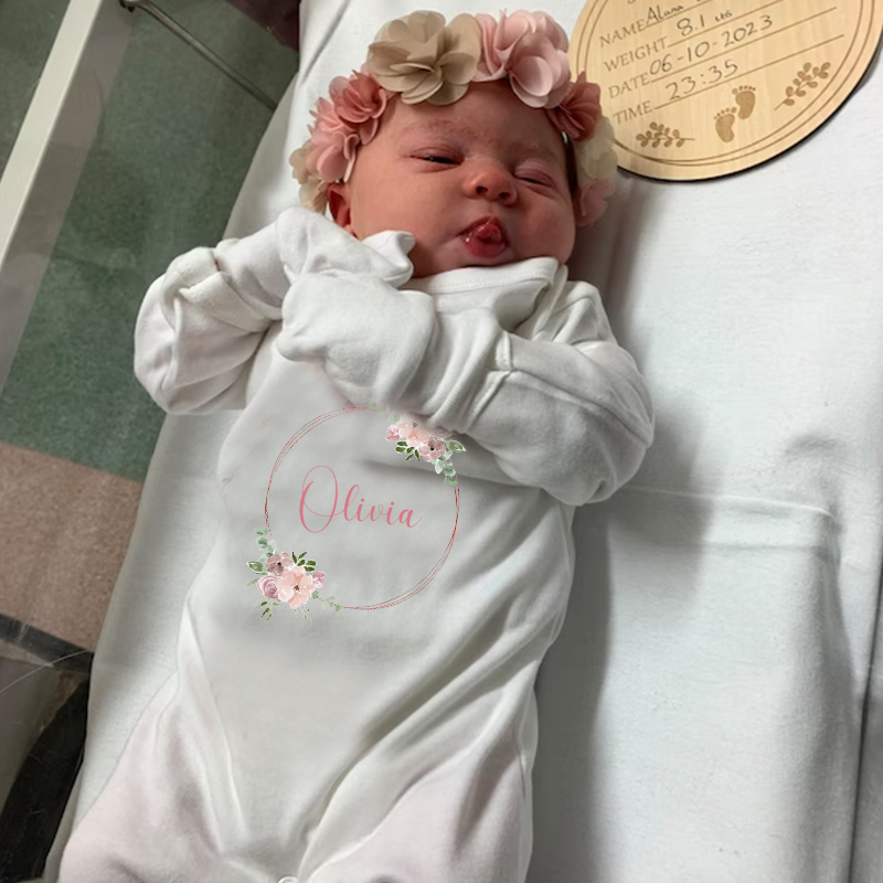 Personalized Baby Girl Newborn Floral Going Home Bodysuit| BBCloth29