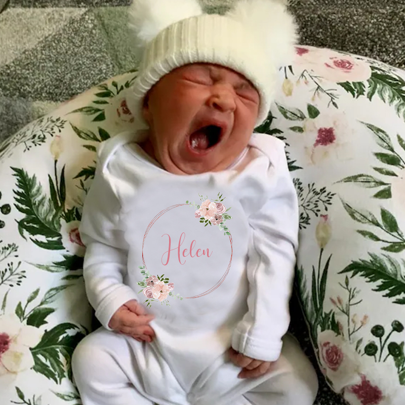 Personalized Baby Girl Newborn Floral Going Home Bodysuit| BBCloth29