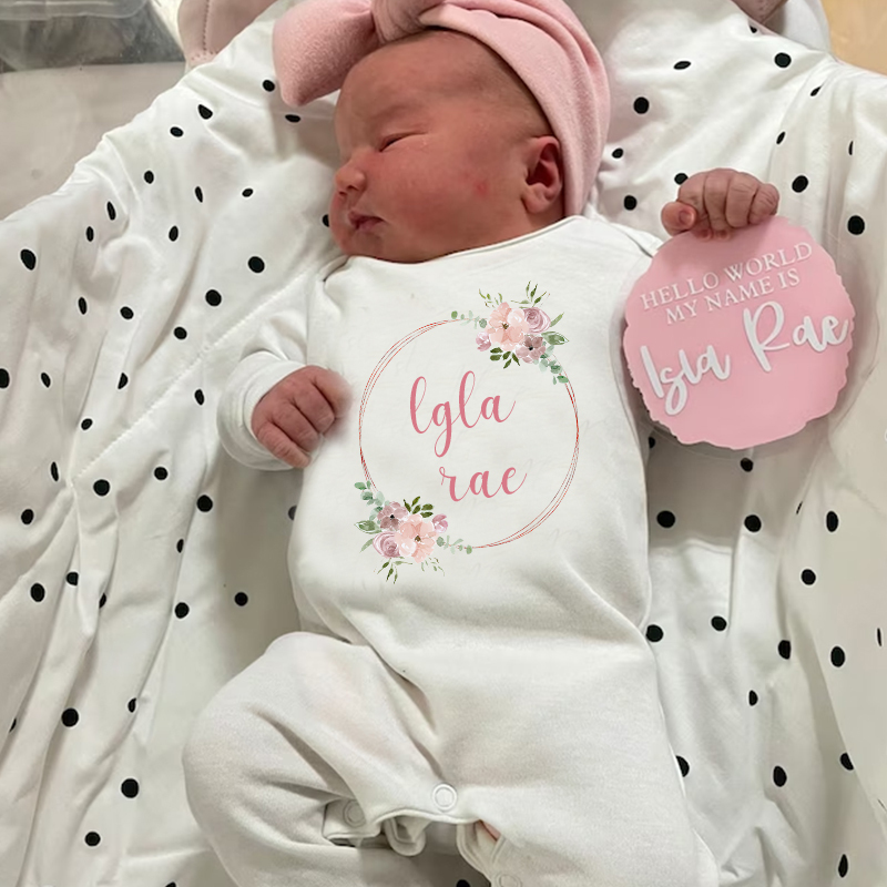 Personalized Baby Girl Newborn Floral Going Home Bodysuit| BBCloth29