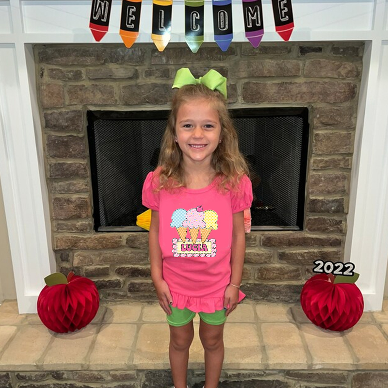 Personalized Girls Short Sleeve Ruffle Shirt| Cloth142