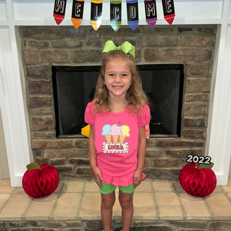 Personalized Girls Short Sleeve Ruffle Shirt| Cloth142