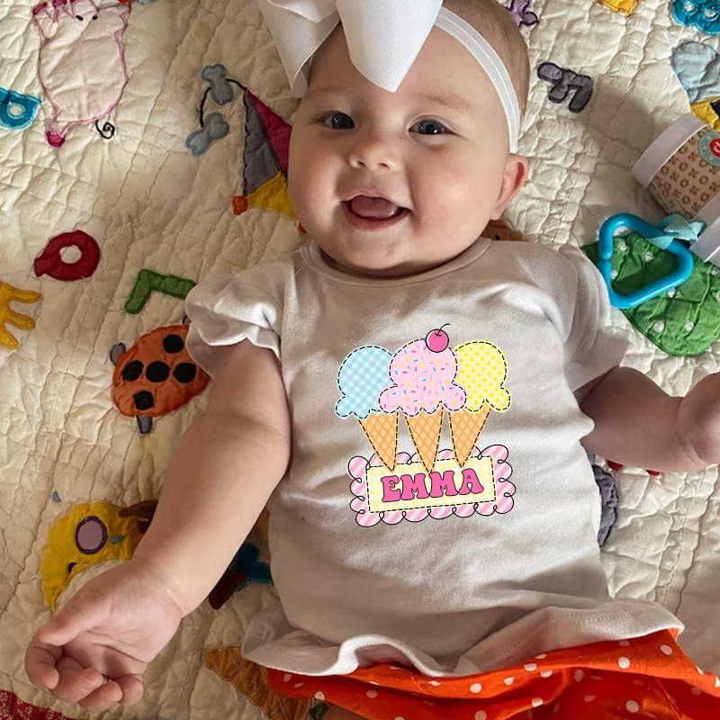 Personalized Girls Short Sleeve Ruffle Shirt| Cloth142