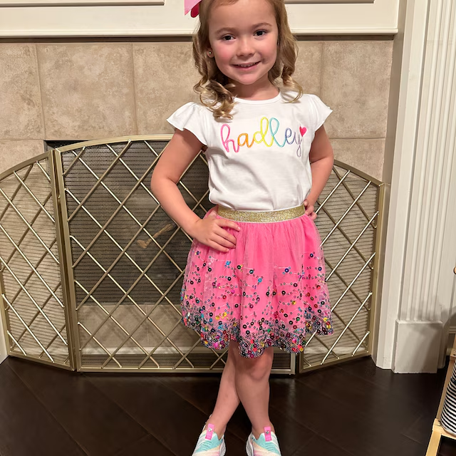 Personalized Girls Rainbow Short Sleeve Ruffle Shirt| Cloth145