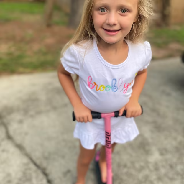 Personalized Girls Rainbow Short Sleeve Ruffle Shirt| Cloth145